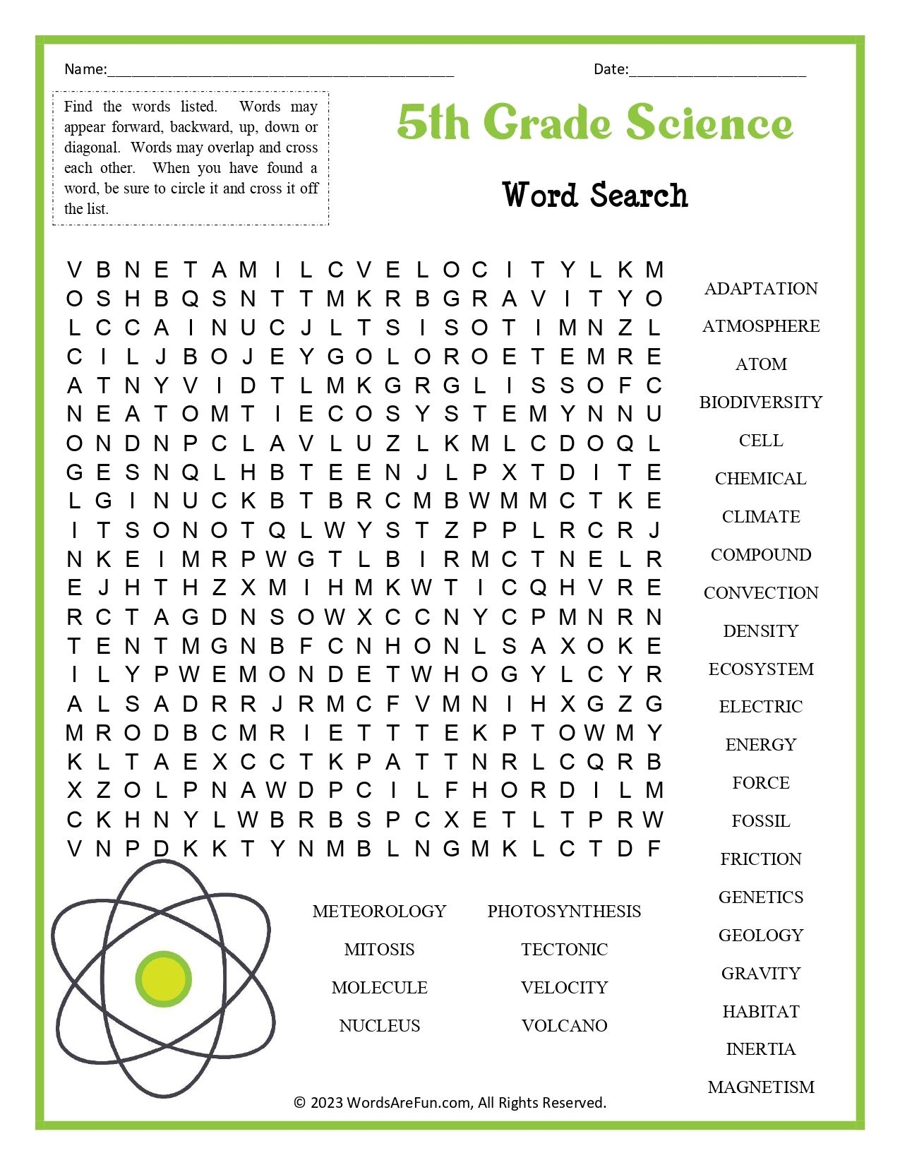 Word Puzzle For Grade 5 Printable