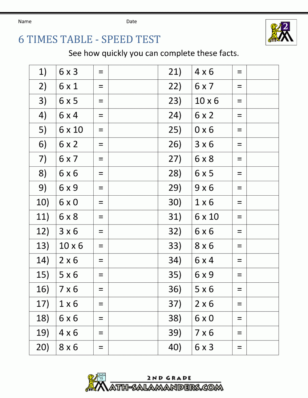 Times Table Worksheets Printable Year 5