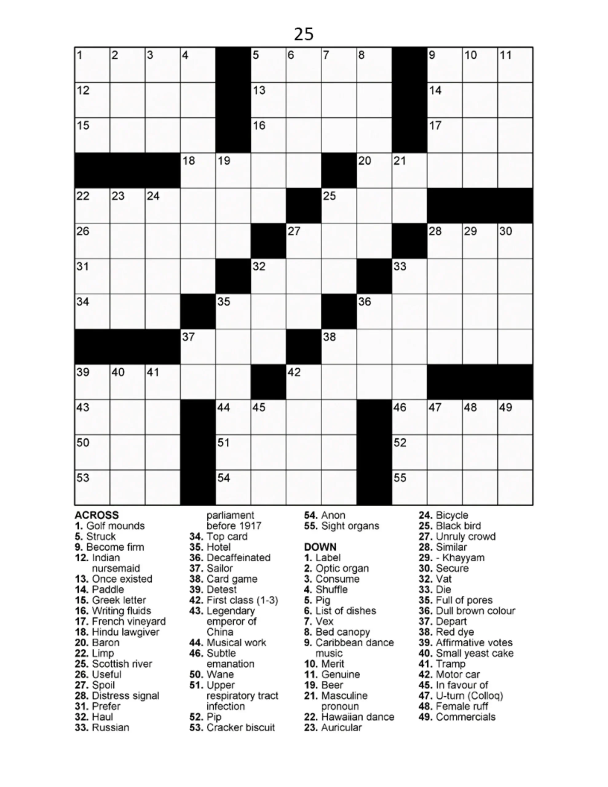 Printable On Paper Crossword Puzzles