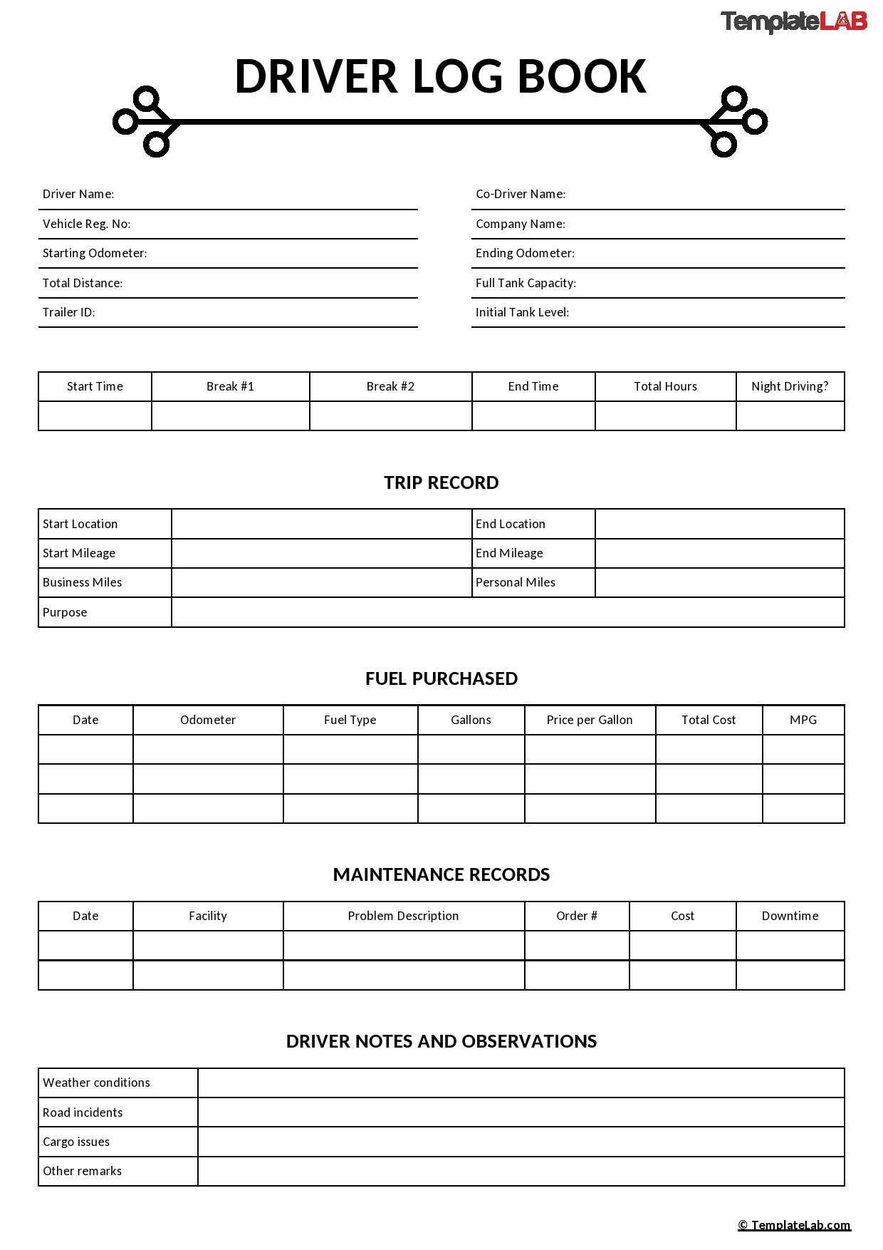 Printable Truck Log Book Sheets