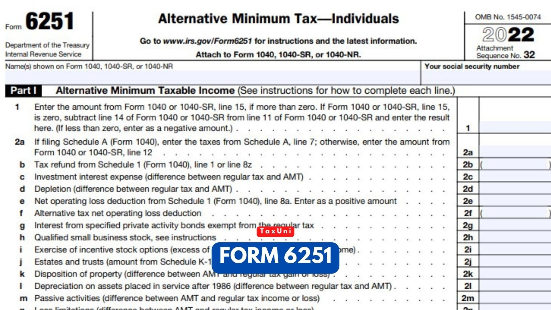 Irs Form 6251 2023 Pdf