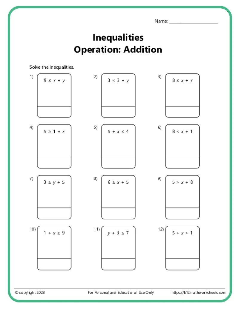 Printable Math Worksheets For 6th Grade