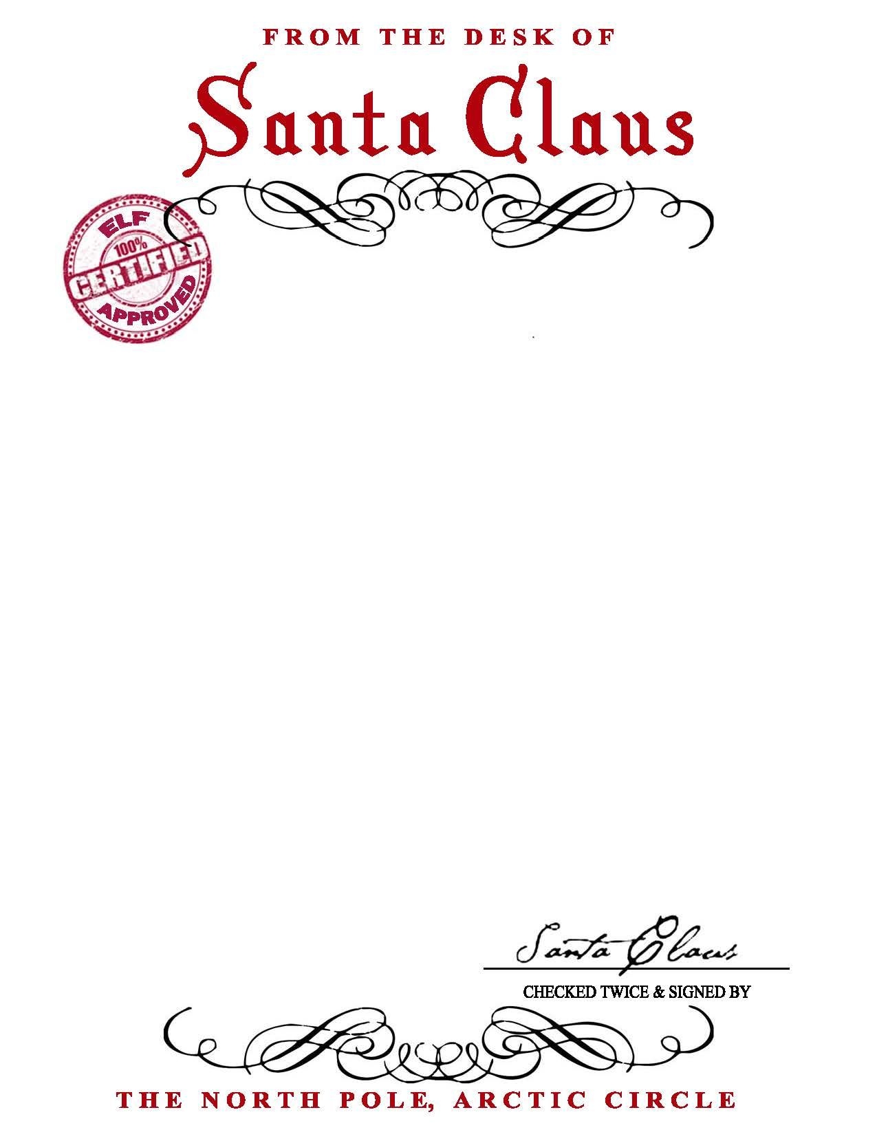 Free Printable From Santa Letter Template
