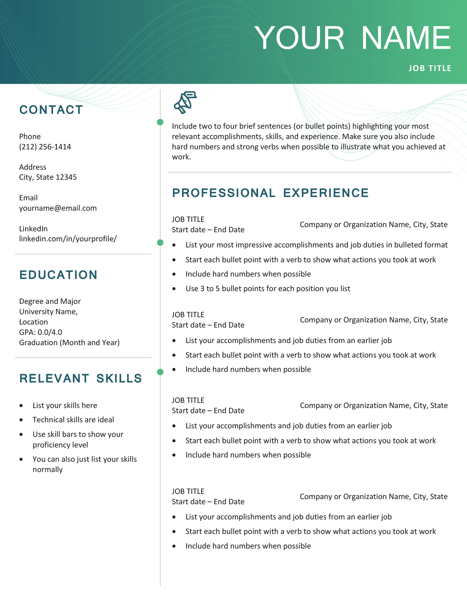 Resume Templates Printable