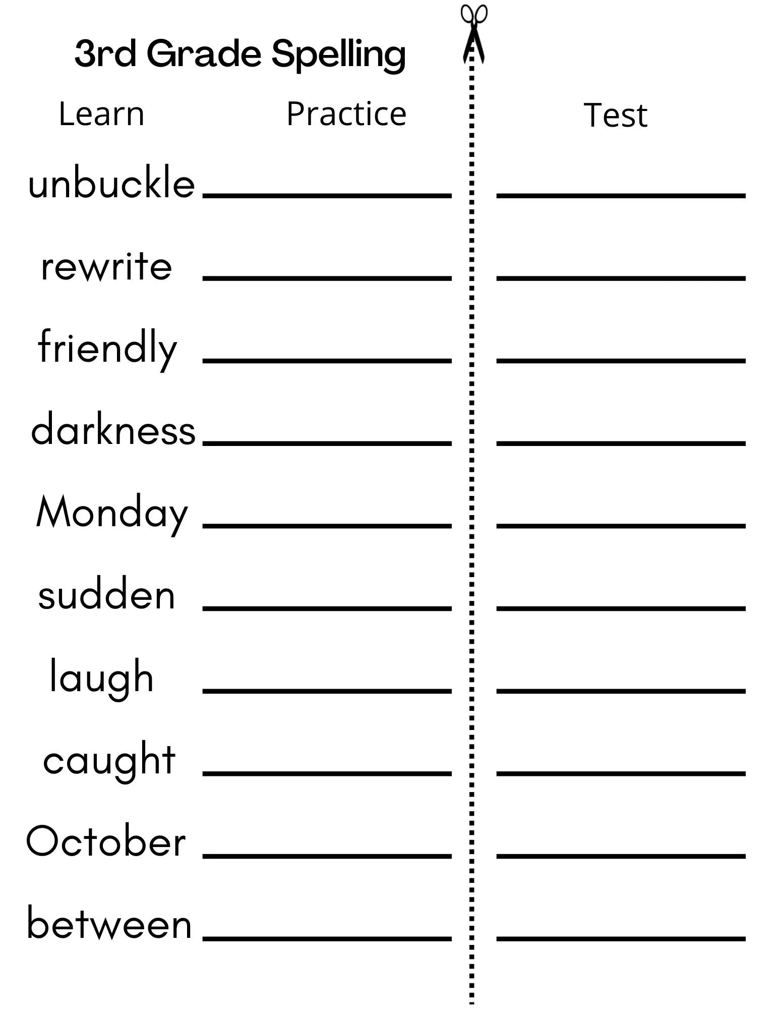 8 Printable Third Grade Spelling Writing Spelling Test Etsy UK