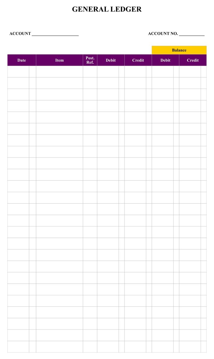 Financial Ledger Printable Ledger Template