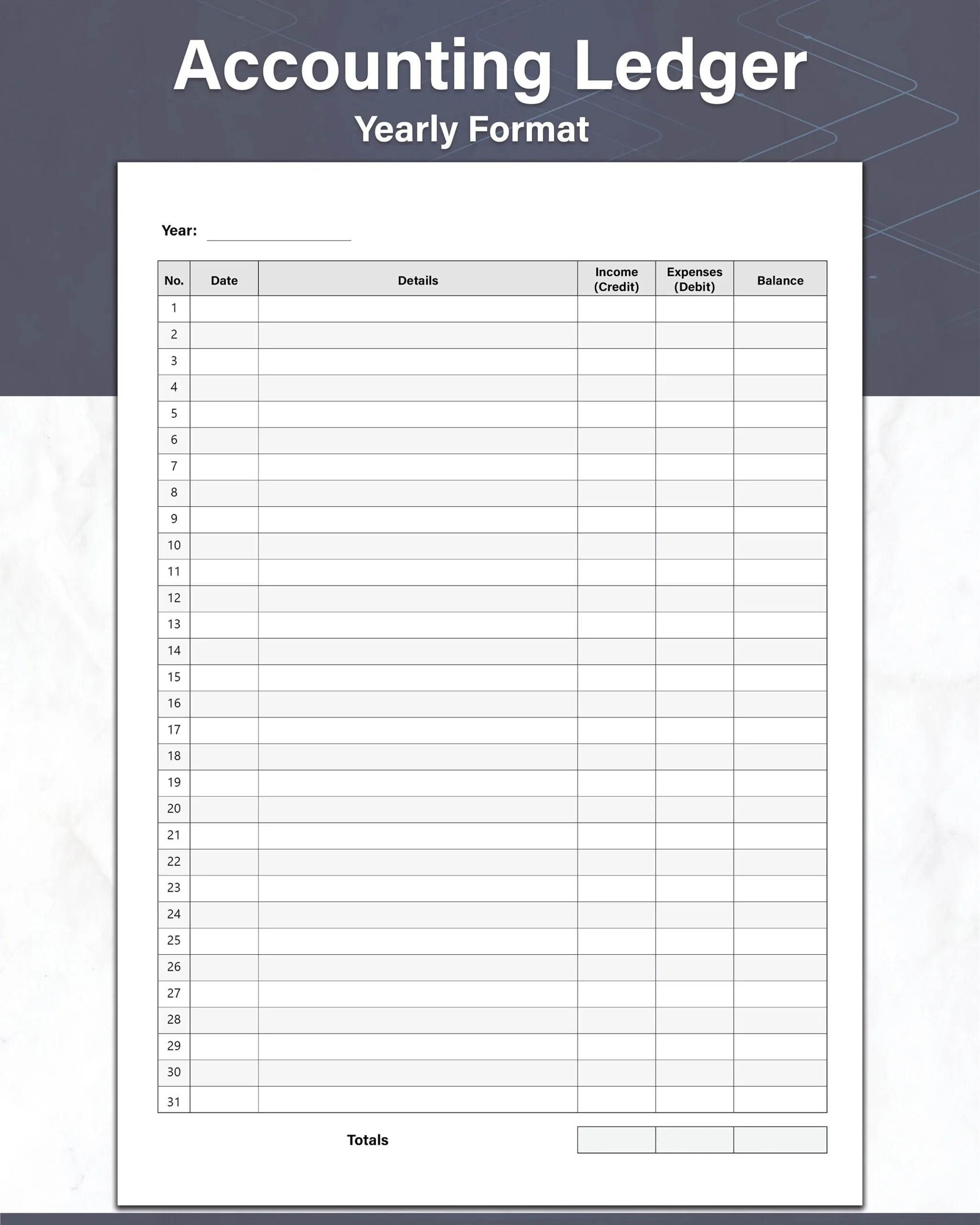 Accounting Ledger Template Yearly Accounts And General Ledger 