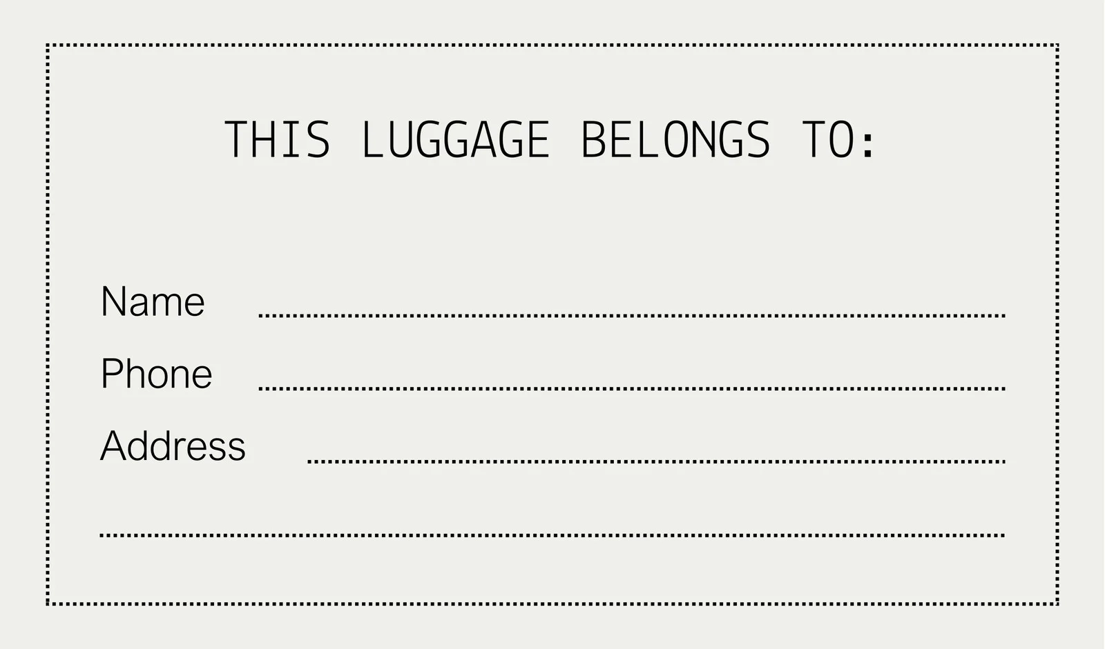 Address On Luggage Tag Free Printable Customizable Luggage Tag 