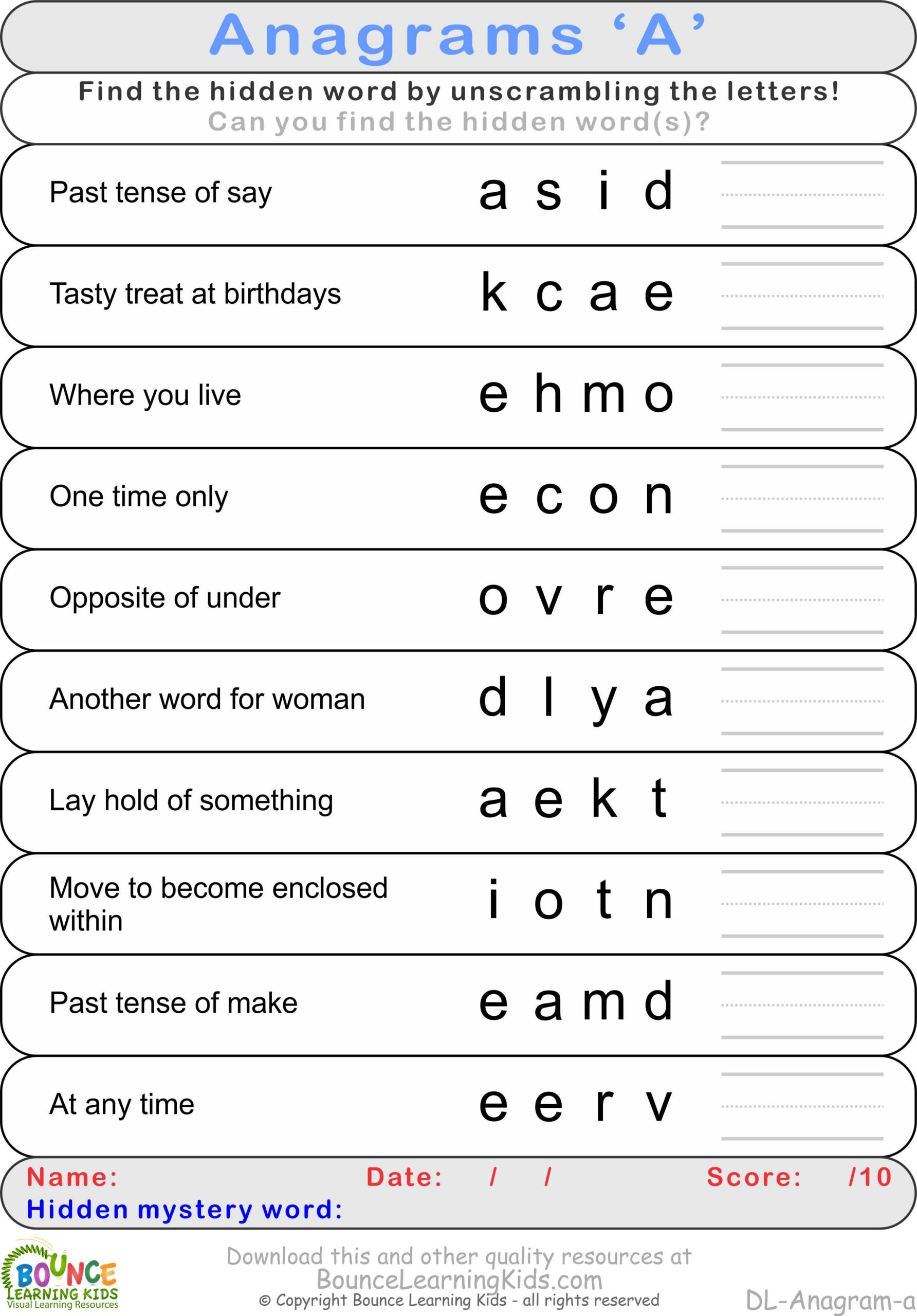Anagrams PORTALLAS