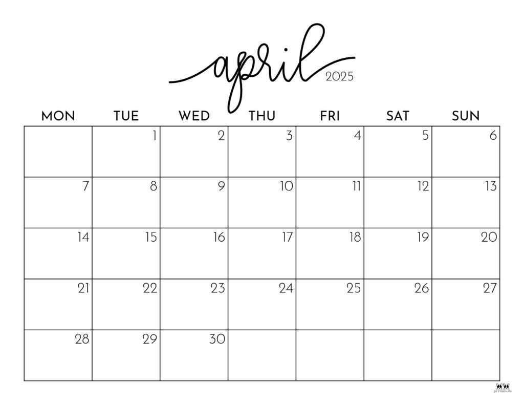Printable Blank April May Calendar