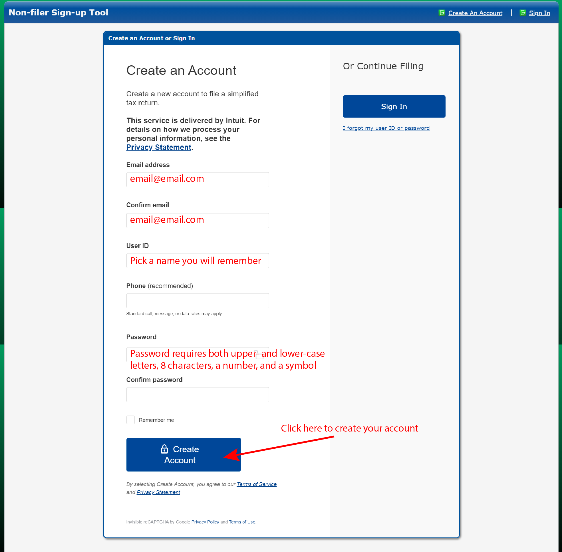 Non Filing Tax Form Irs