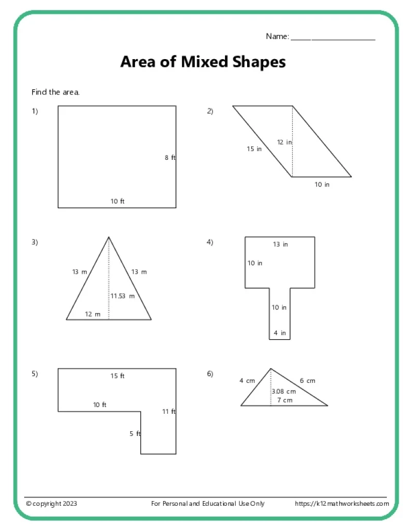 Printable Perimeter And Area Worksheets