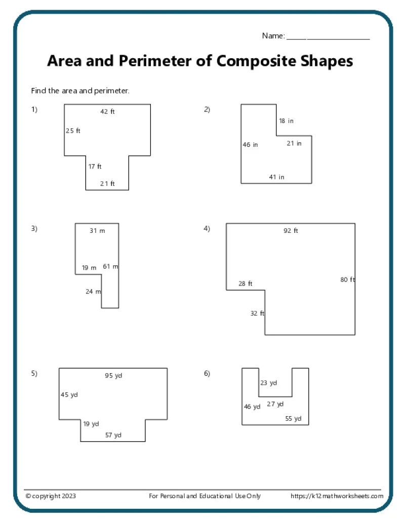 Area And Perimeter Worksheets