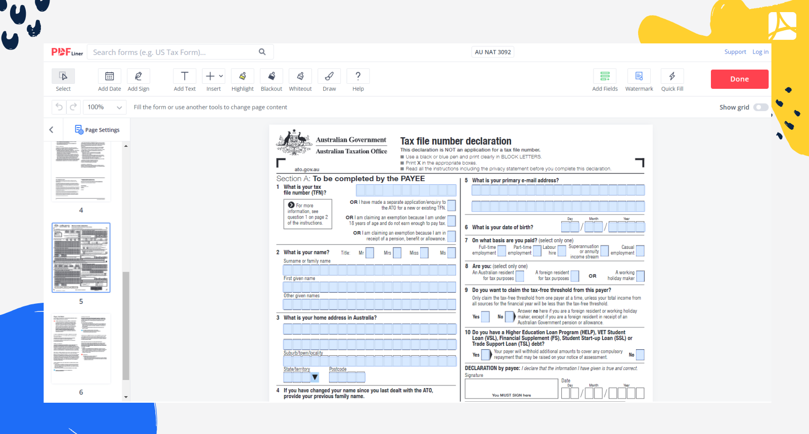 Printable Form Nat 3092