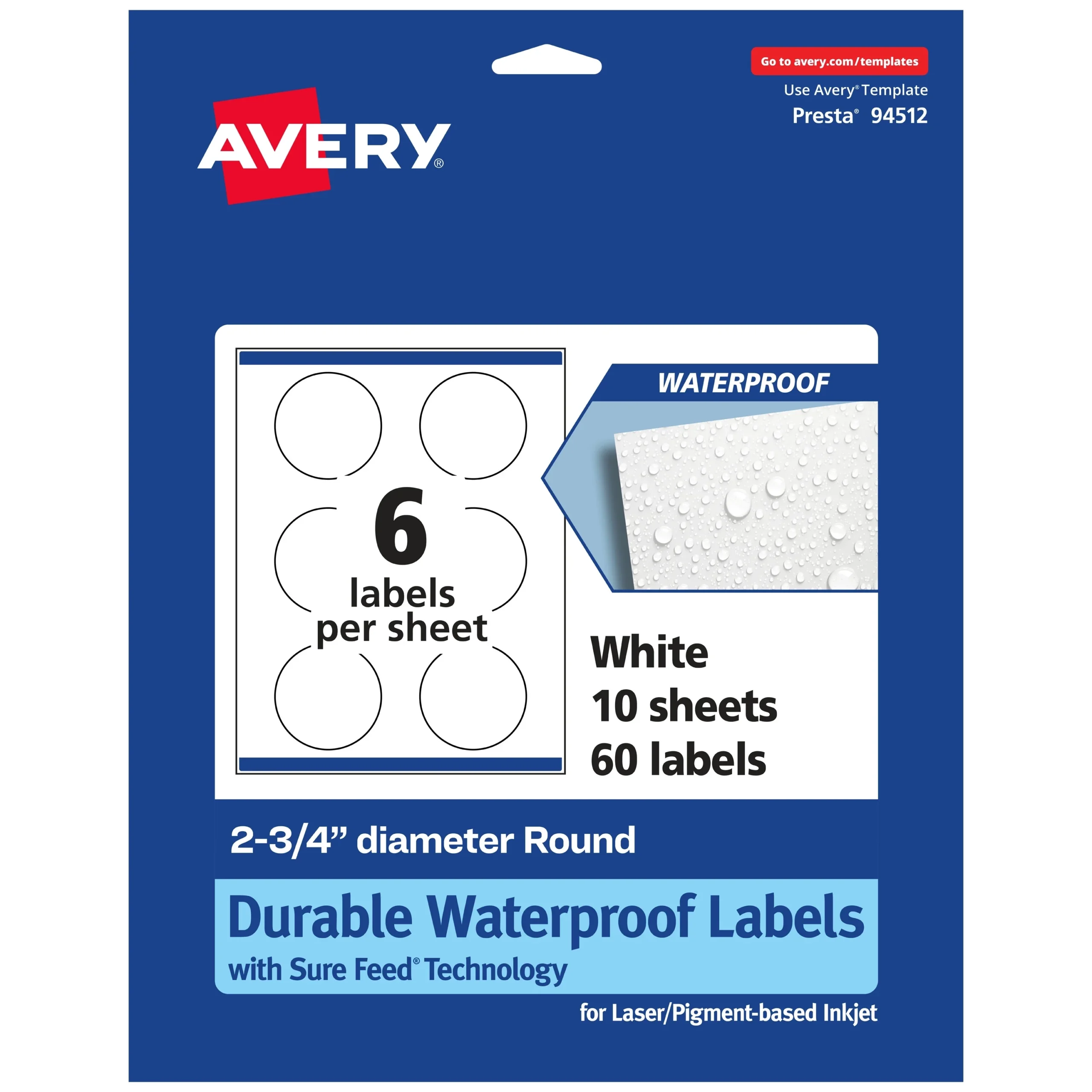 Avery Circle Stickers 2 3 4 Diameter Durable Waterproof Easy 