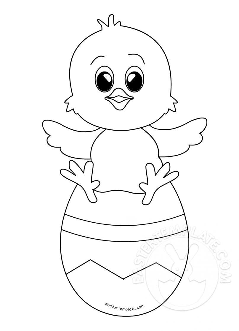 Baby Chick Sitting On Easter Egg Easter Template