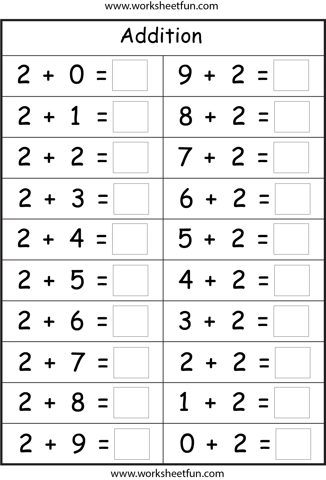 Simple Adding Free Printable Worksheets