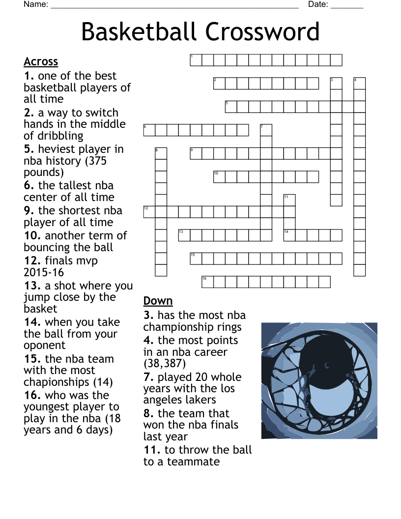 Nba Crossword Puzzles Printable