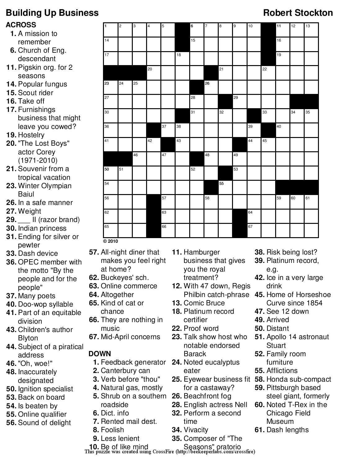 Printable Free Crossword Puzzles Online