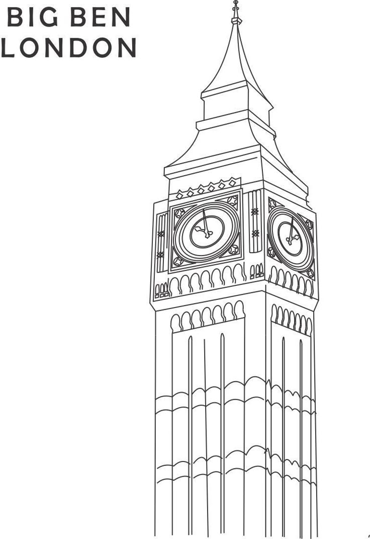 Big Ben Coloring Printable Page For Kids 1
