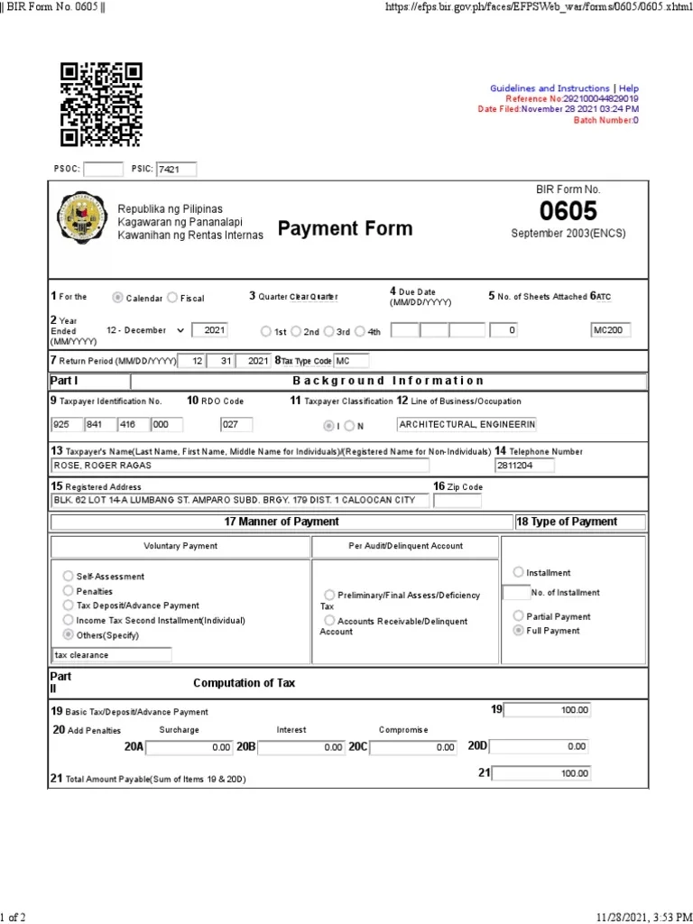 Bir 0605 Forms Download