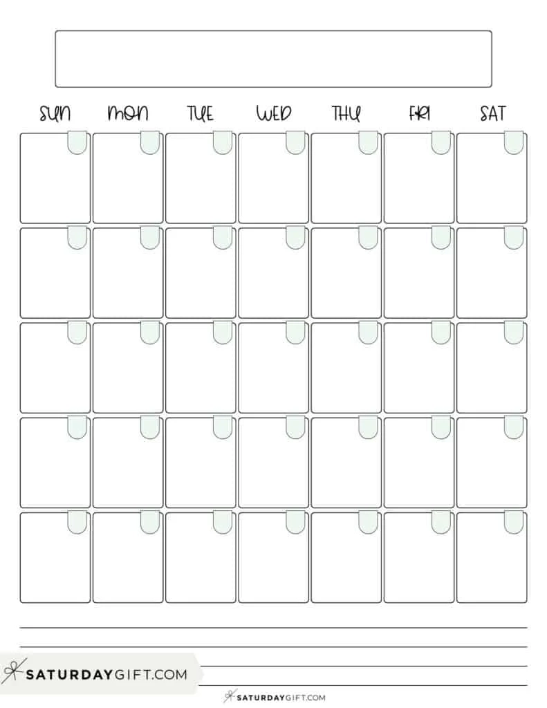 Blank Calendar Templates 29 Cute amp Free Printables SaturdayGift