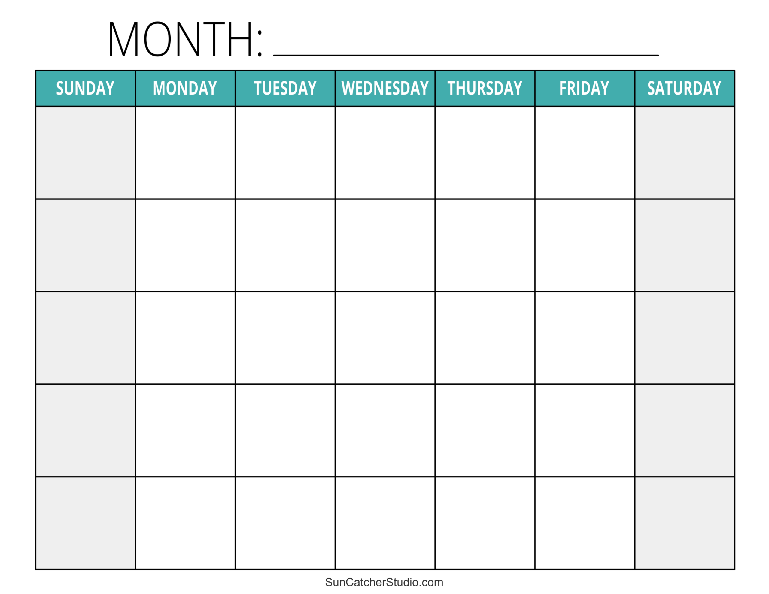 Printable Blank Calendar Pages