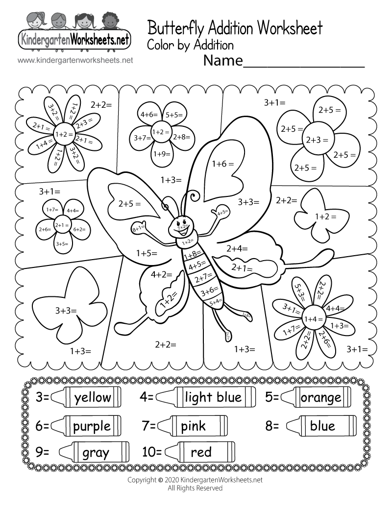 Butterfly Color By Addition Worksheet Free Printable Digital amp PDF