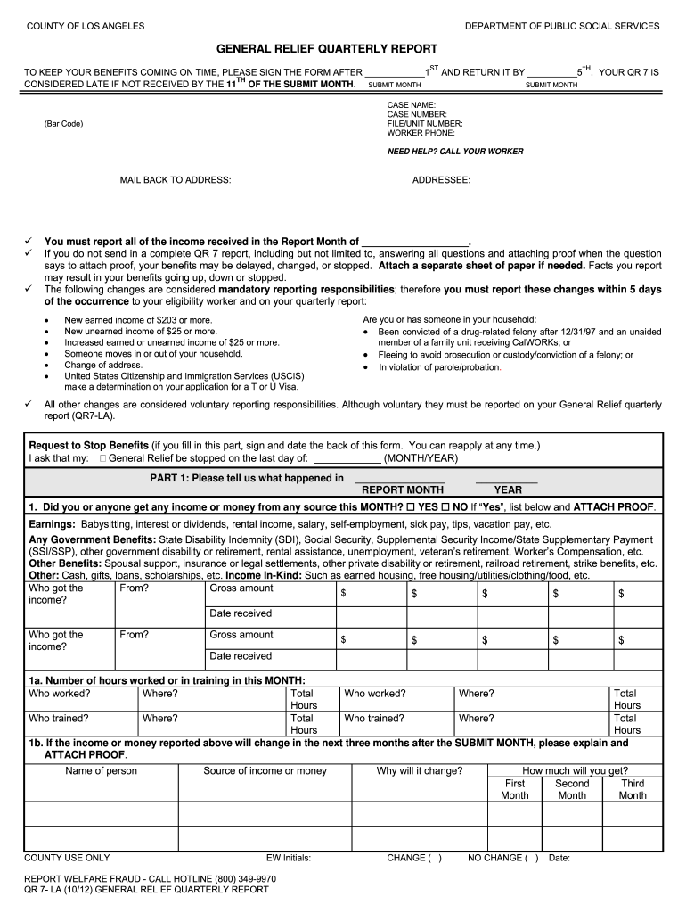 CA QR 7 LA Form Fill Online Printable Fillable Blank 