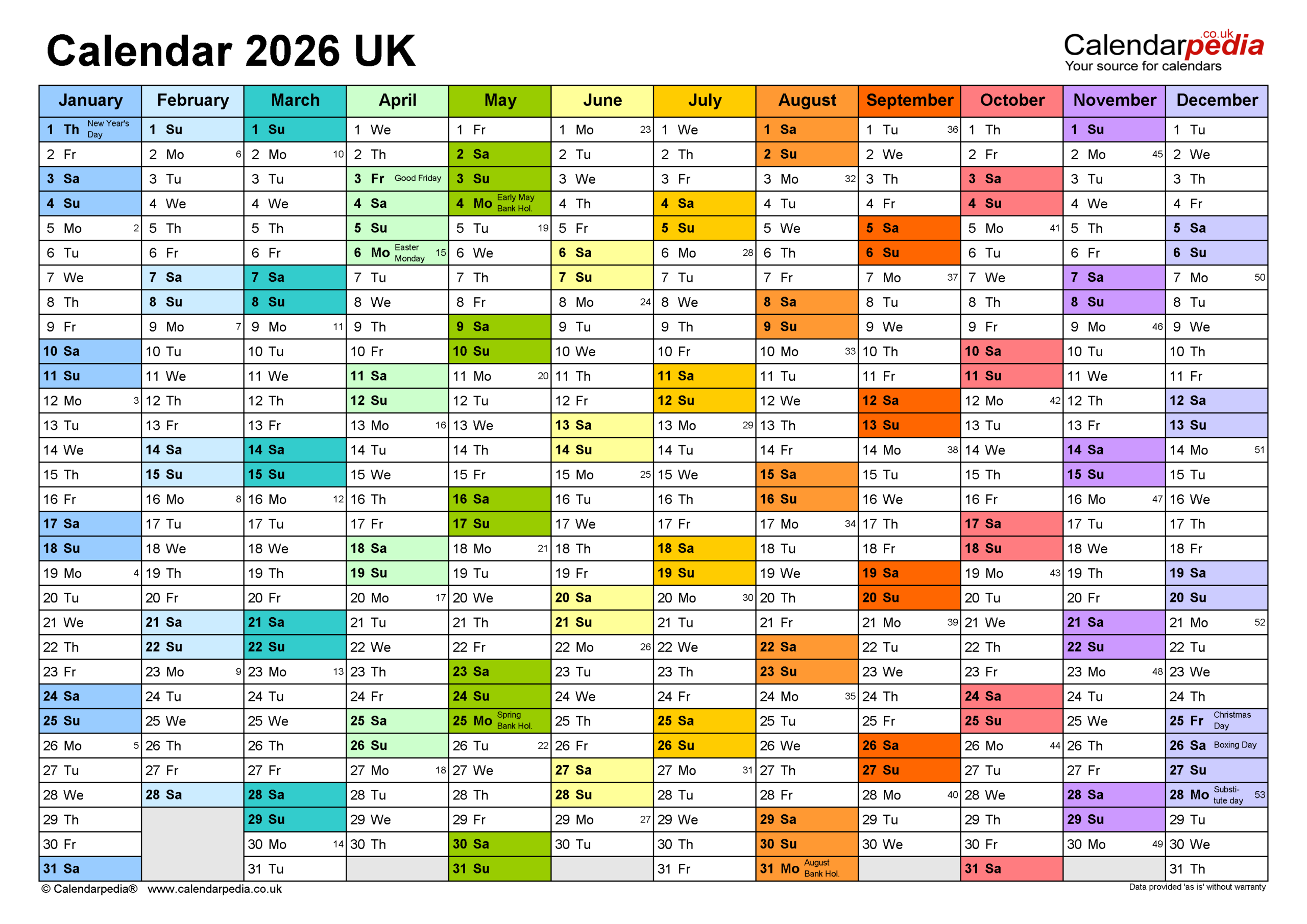 Large 2026 Calendar Printable