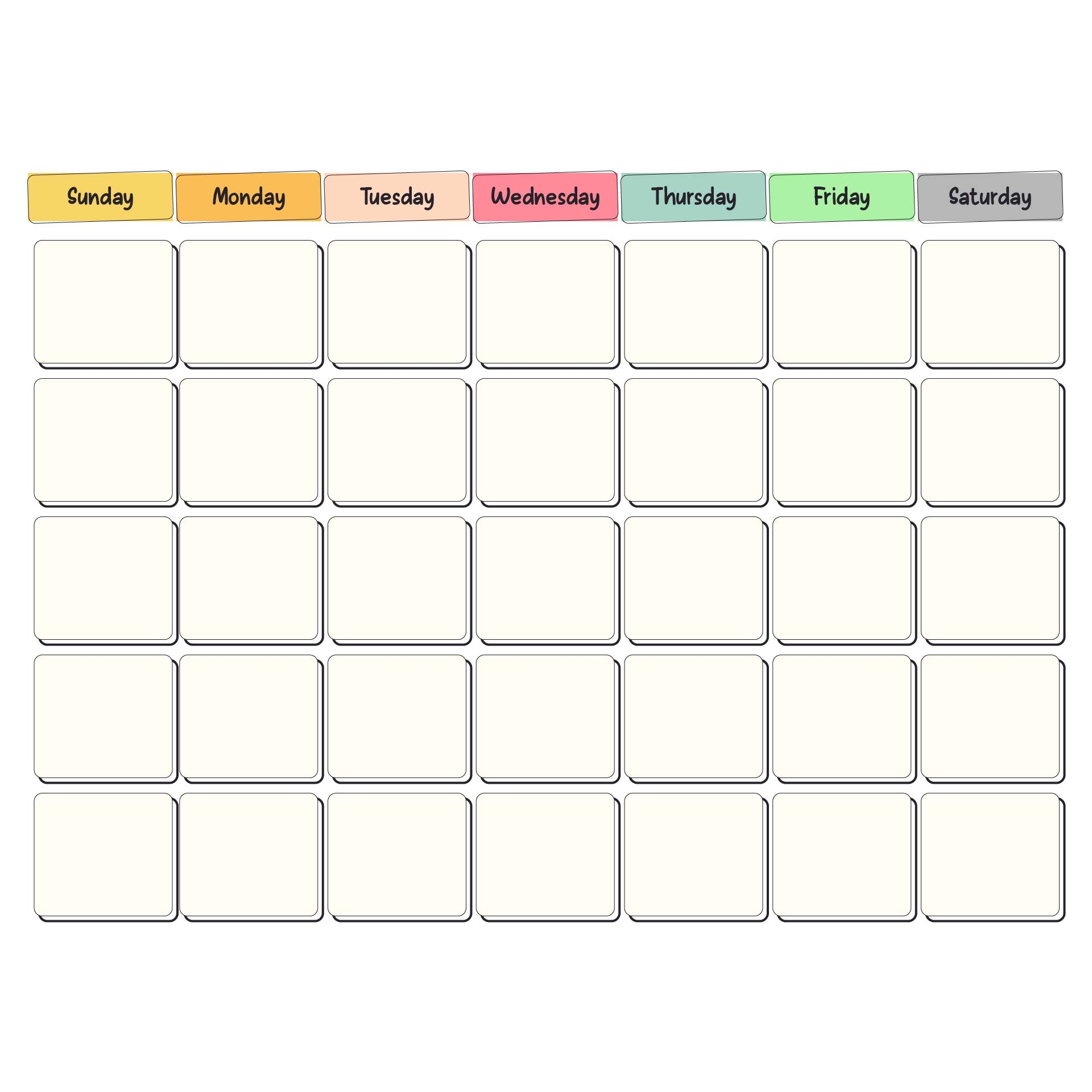 Printable Blank 31 Day Calendar