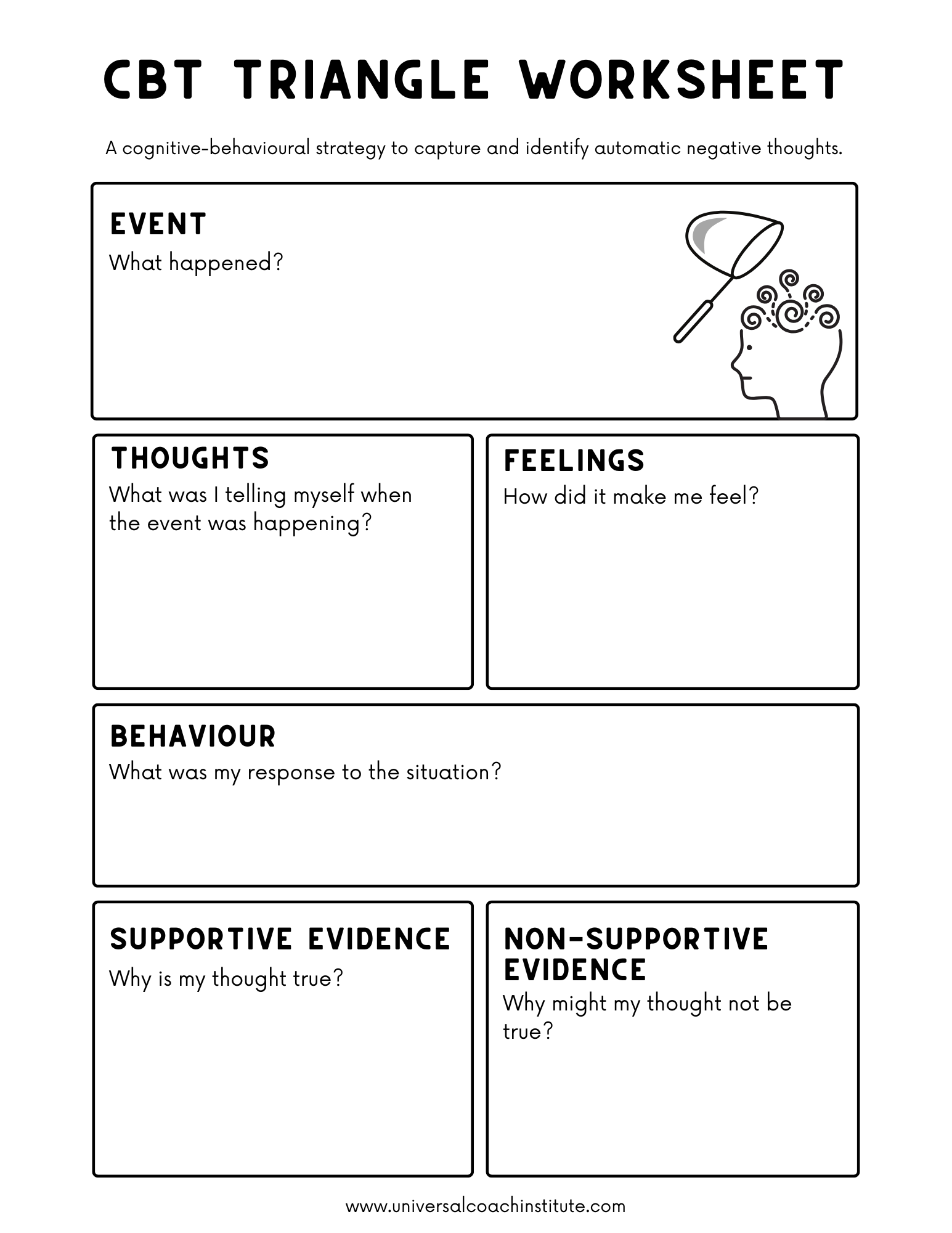 Adult Cognitive Therapy Worksheets Printable