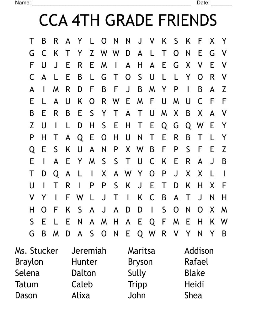Printable Crossword Puzzles 4th Grade
