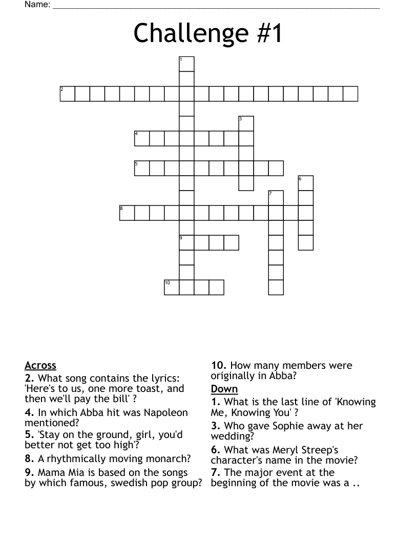 Challenge 1 Crossword WordMint
