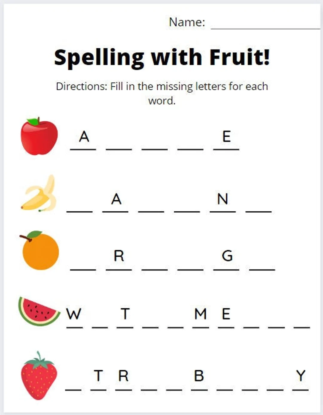 Spelling Printable Worksheets