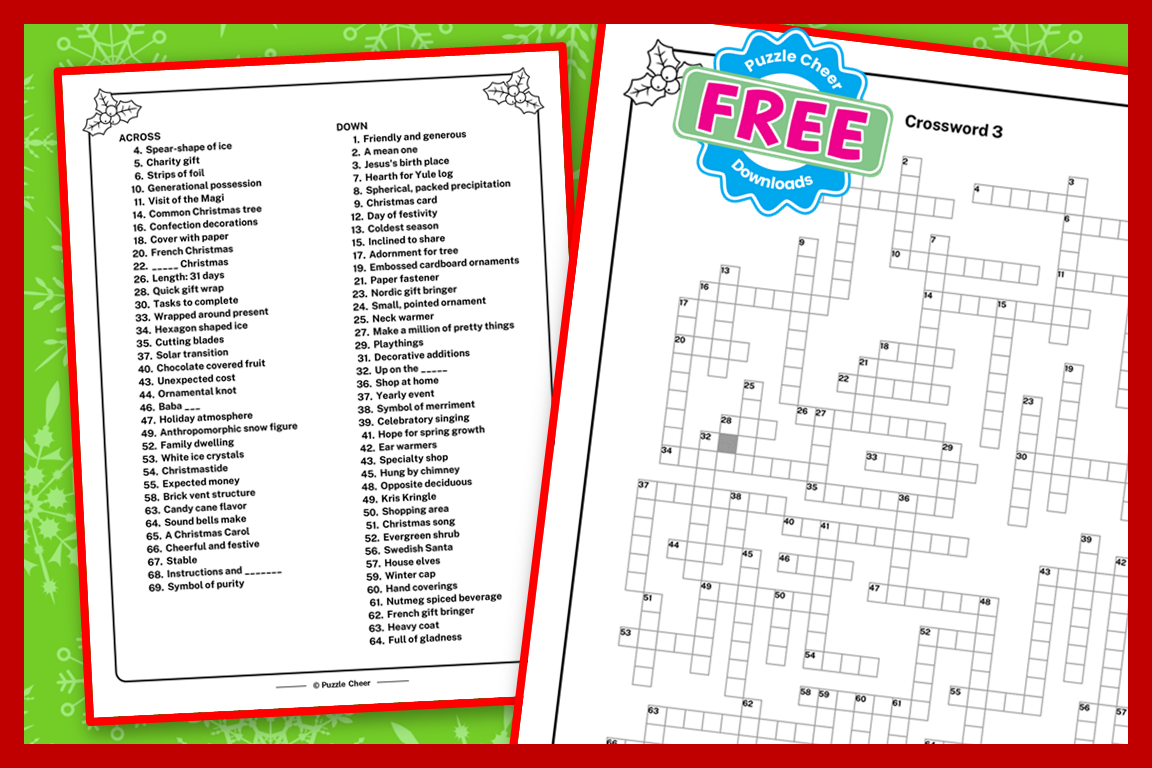 Free Printable Christmas Crossword Puzzle Pdf
