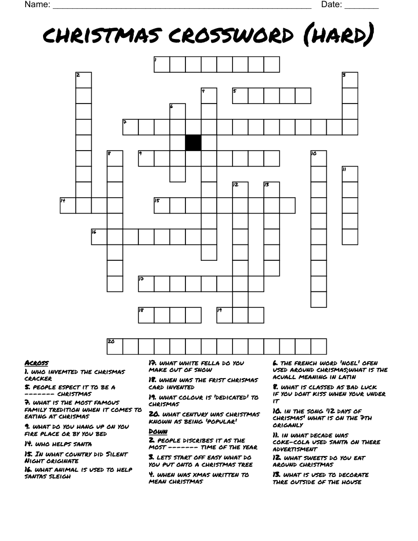 Hard Crossword Puzzles Printable Free