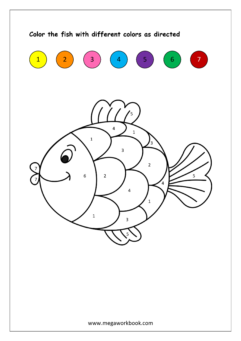 Printable Color By Number Worksheets For Kids
