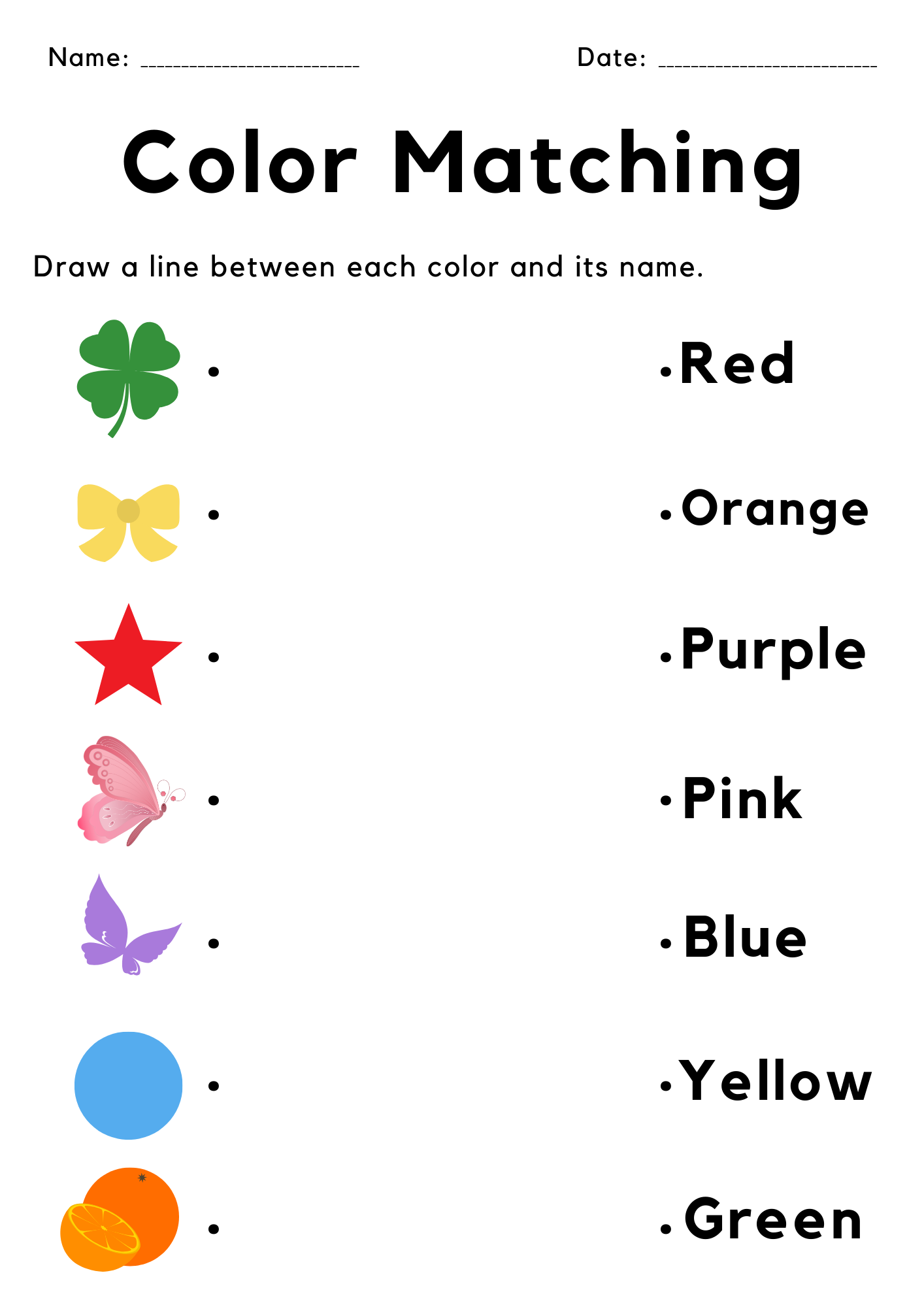 Color Identification Color Matching Worksheet For Kindergarten 