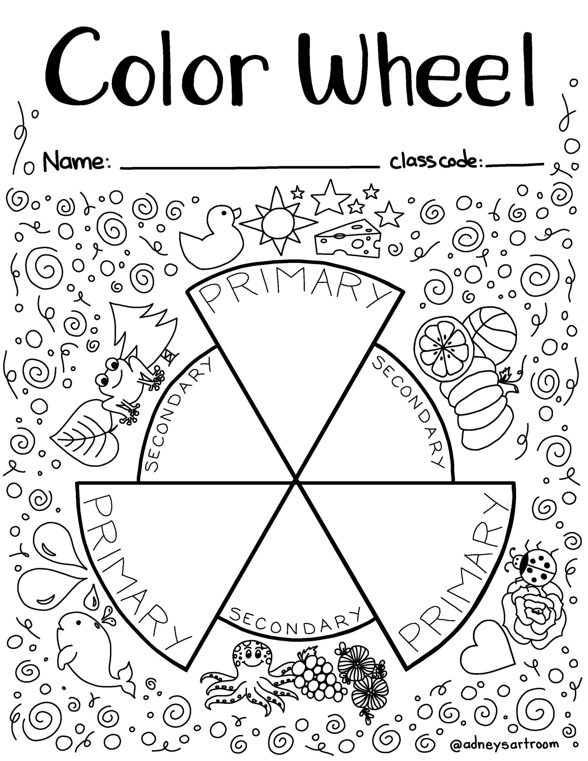 Color Wheel Worksheet And Coloring Page