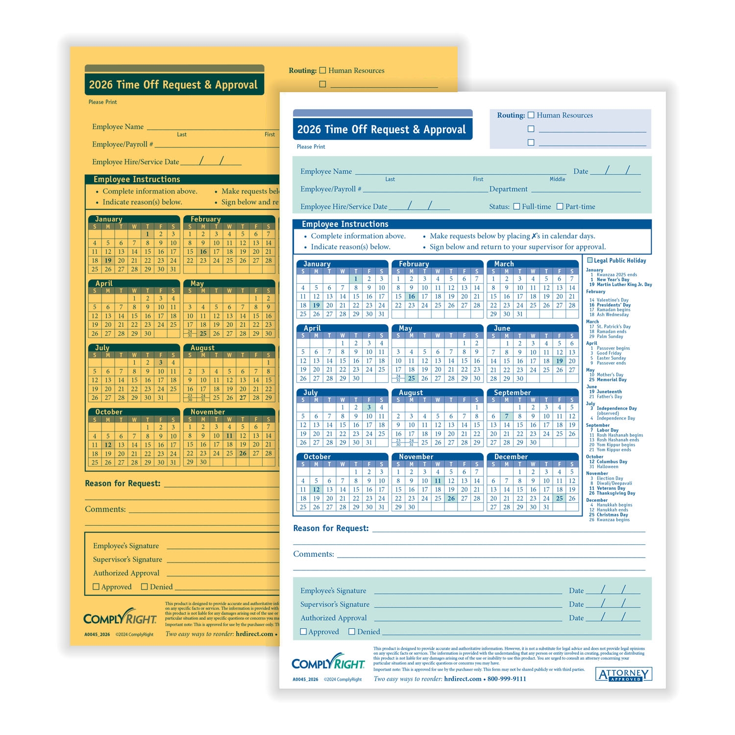 ComplyRightDealer 2026 Time Off Request And Approval Form Small 