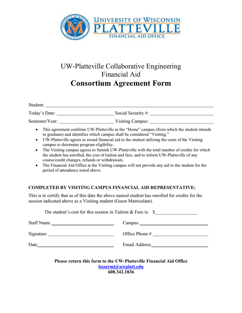 Consortium Agreement Form UW Platteville Collaborative Engineering 