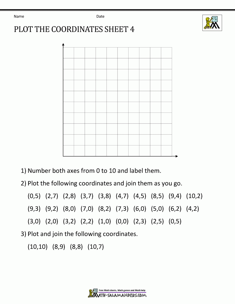 Free Coordinate Plane Worksheets + Printable