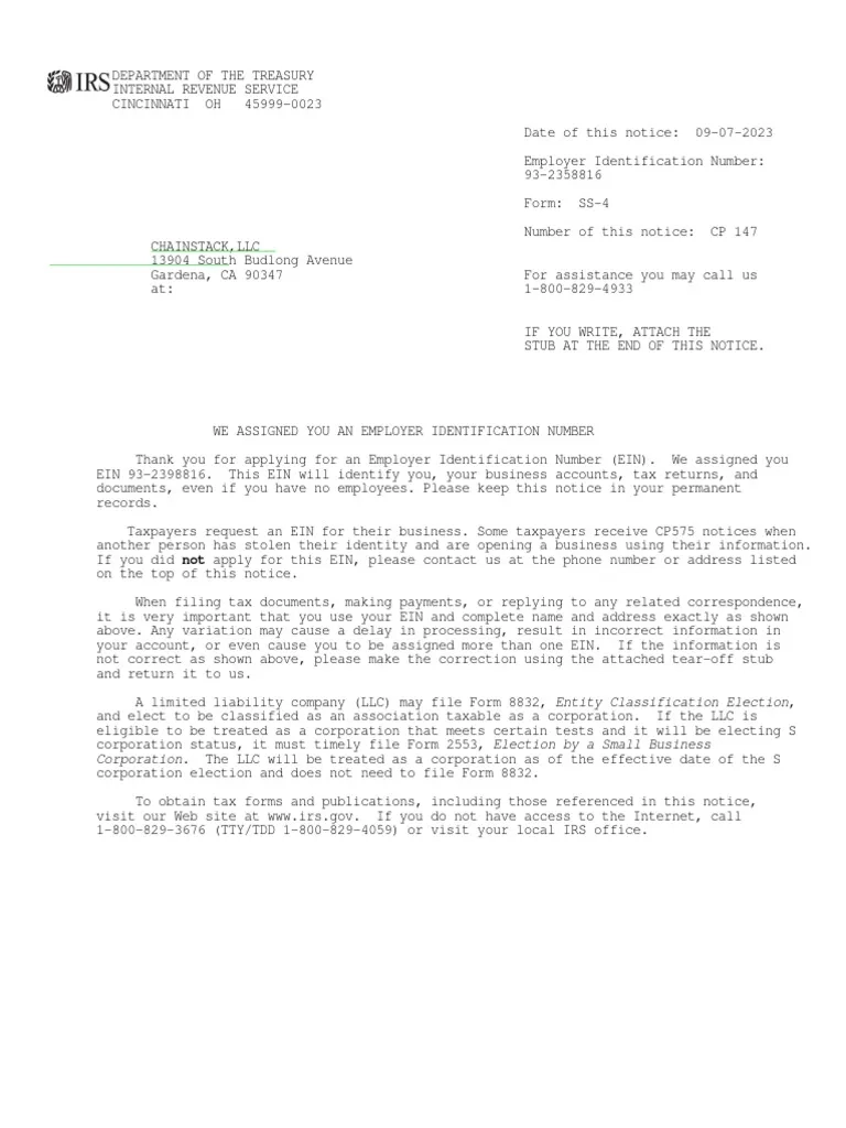 Irs Form Letter 147