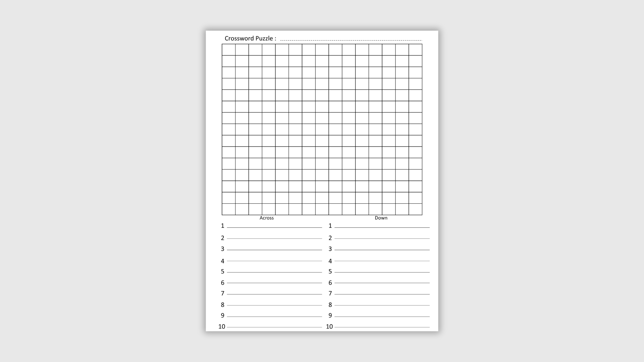 Printable Crossword Puzzles Template