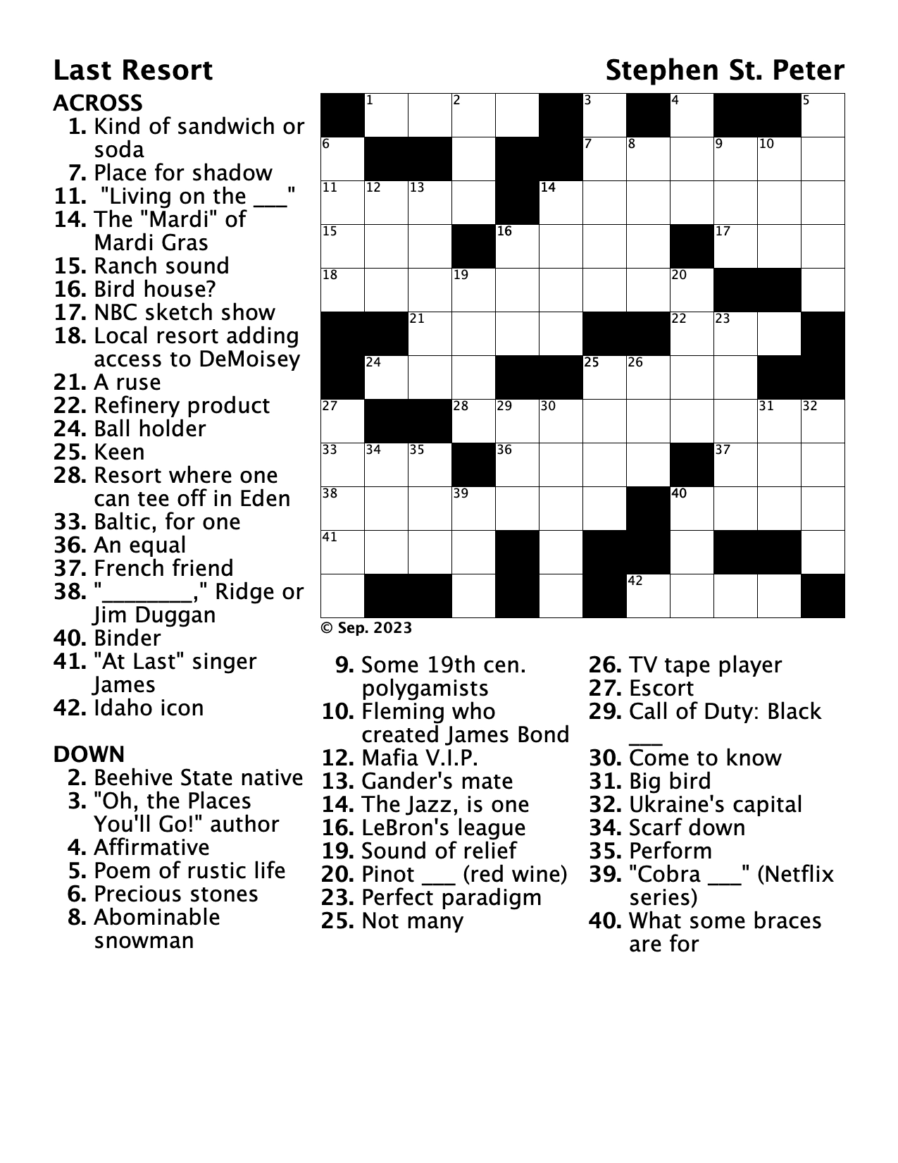 Puzzles Free Printable Crossword