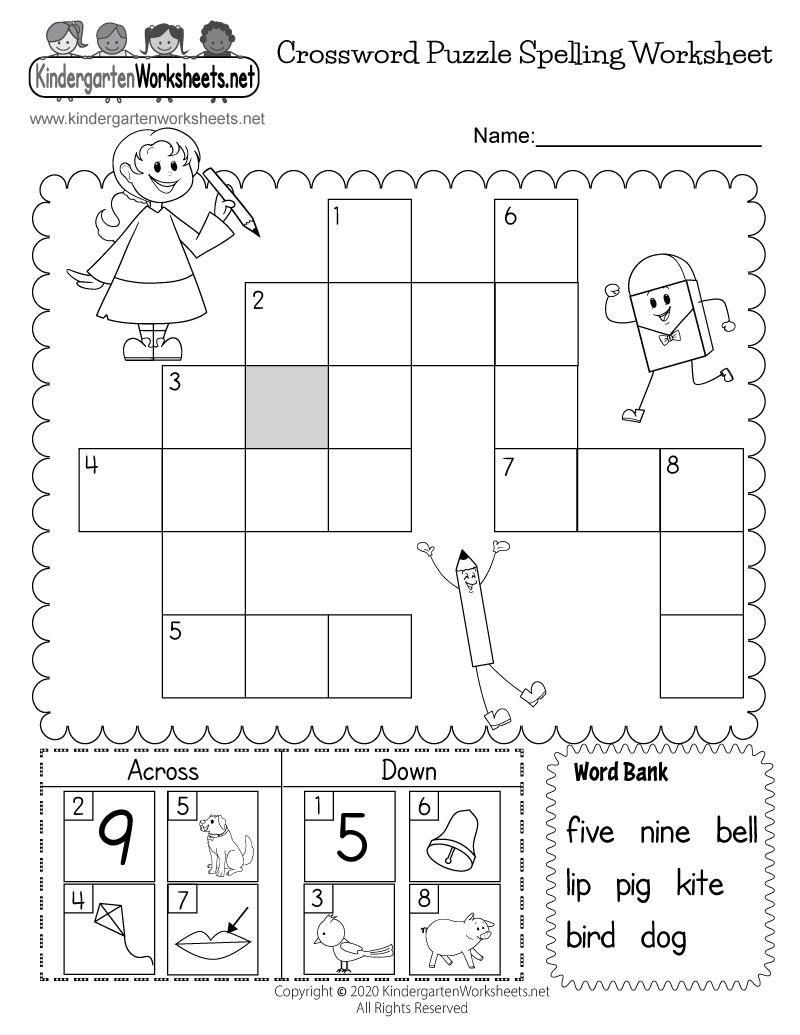 Free Printable Sight Word Crossword Puzzles