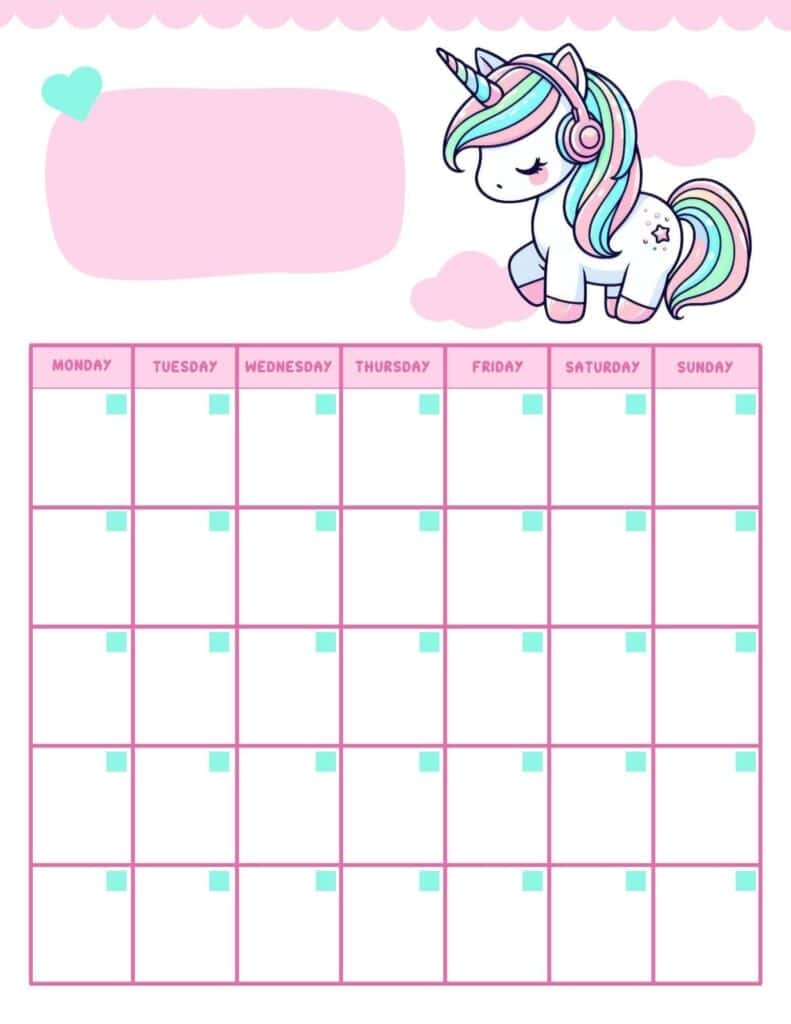 Cute Kawaii Calendars Free Printable Monthly Calendar Templates 
