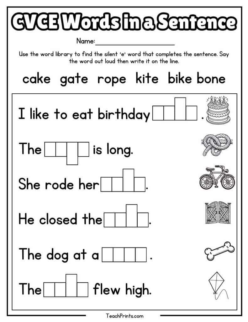 CVCE Worksheets 9 Free PDF Printables Teach Prints