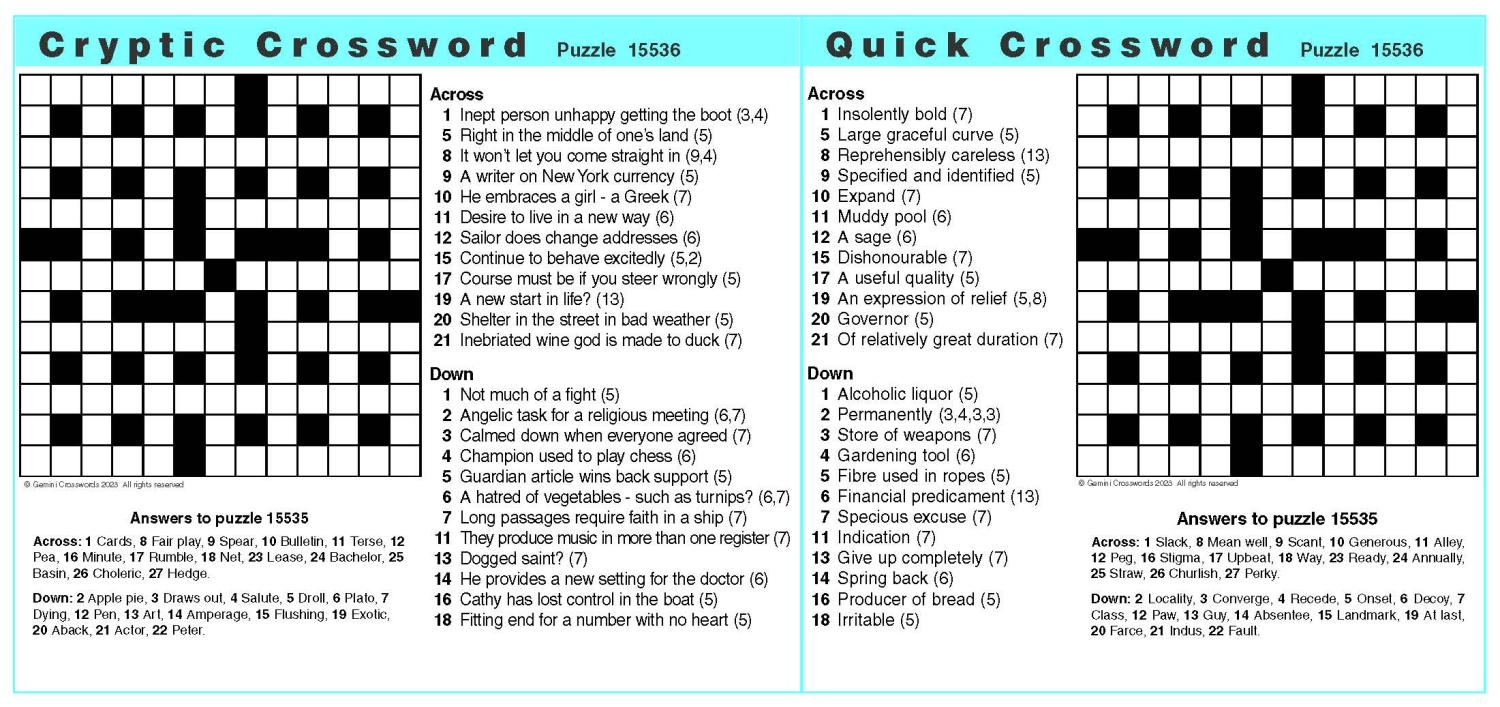 Double Crossword Puzzles Printable
